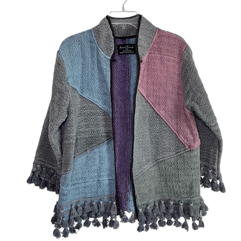 Sacred Threads S/M Patchwork Boho Tassel Fringe Jacket